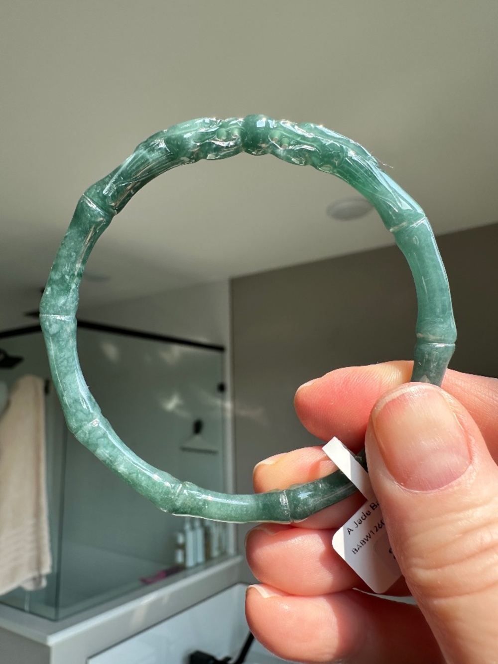 Certified Natural Grade A Guatemalan Blue Water Jadeite Dragon Bangle_Untreated